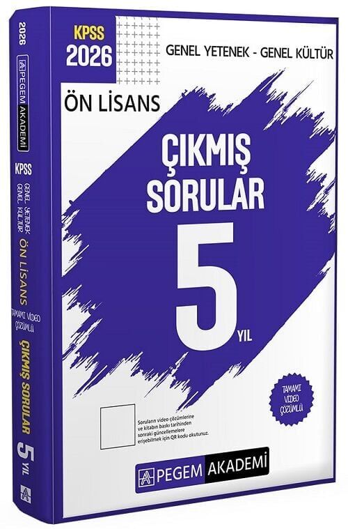 Pegem 2026 KPSS Ön Lisans Çıkmış Sorular Son 5 Yıl Çözümlü Pegem Akademi Yayınları