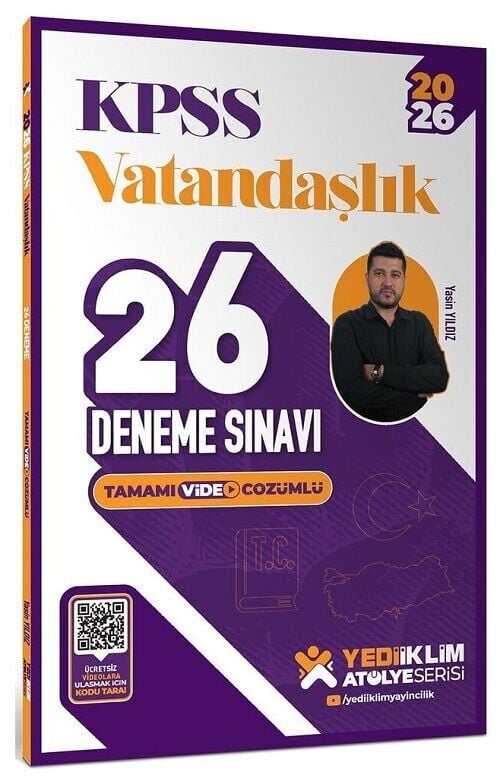 Yediiklim 2026 KPSS Vatandaşlık Atölye 26 Deneme Çözümlü - Yasin Yıldız Yediiklim Yayınları
