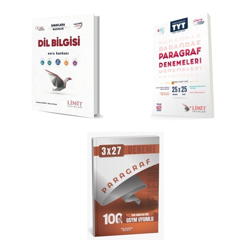 2027 Limit TYT Türkçe Dil Bilgisi Soru + Tüm Dersler MSÜ KPSS DGS Paragraf 25 X 25 Deneme + Ankapade 3'lü Set