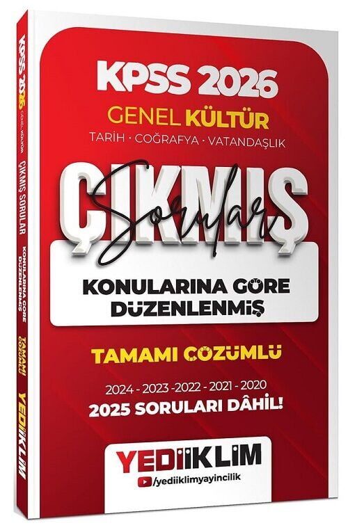 Yediiklim 2026 KPSS Genel Kültür Tarih-Coğrafya-Vatandaşlık Çıkmış Sorular Son 6 Yıl Konularına Göre Çözümlü Yediiklim Yayınları