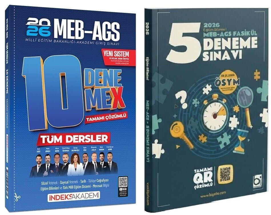 YENİ AGS SİSTEMİ - İndeks + Bigelio 2026 MEB-AGS Tüm Dersler 10 + 15 Deneme 2 li Set İndeks Akademi + Bigelio Yayıncılık