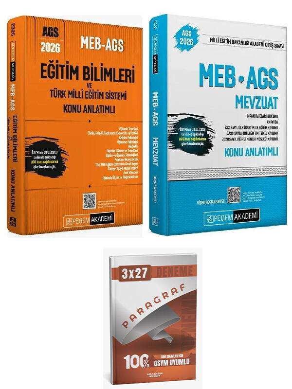 Pegem 2026 MEB-AGS Eğitimin Temelleri ve Türk Milli Eğitim Sistemi + Mevzuat Konu Anlatımlı 2 li Set AnlaKazan Paragraf