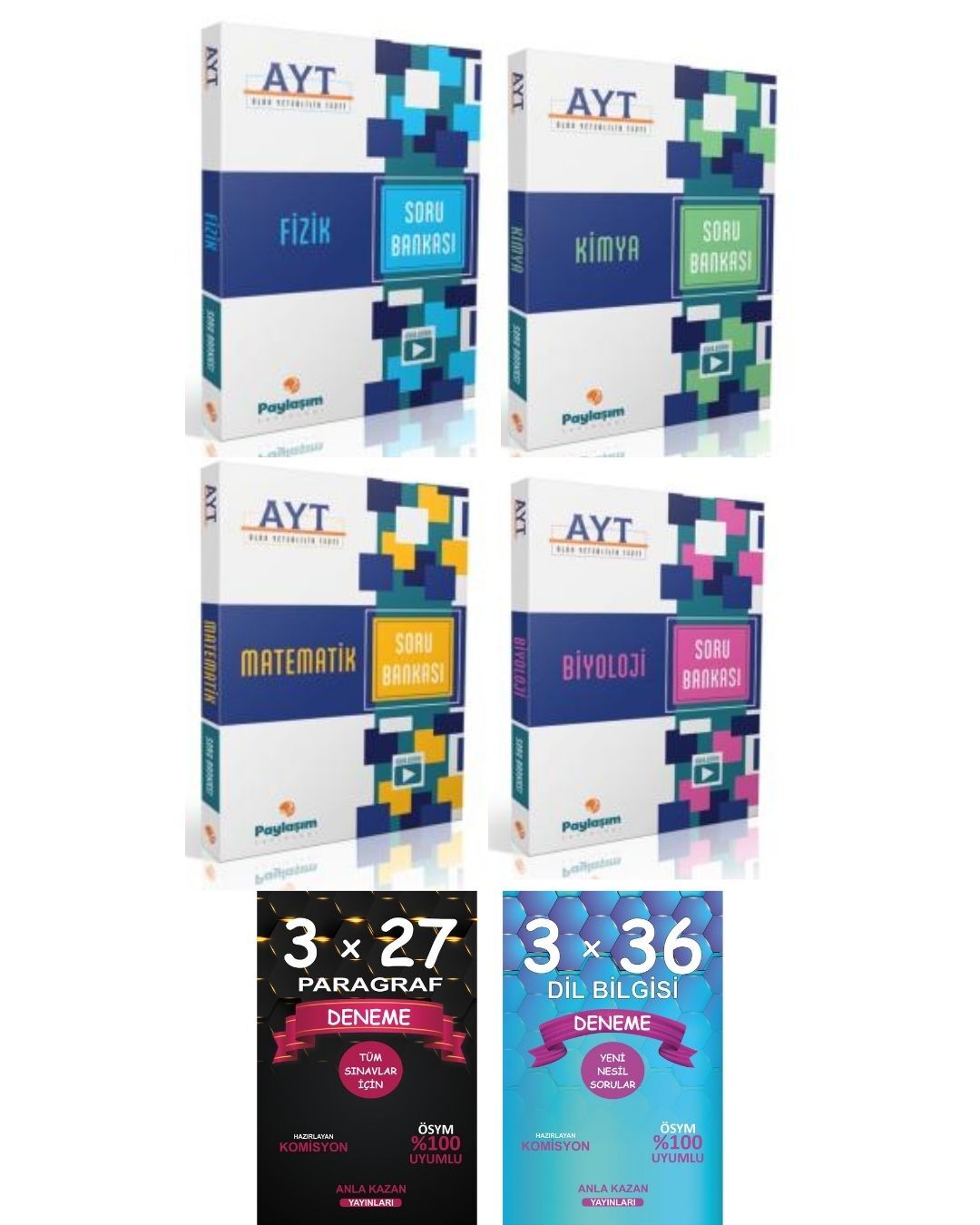 Anla Kazan Dememe + Paylaşım AYT Fizik + Kimya + Biyoloji + Matematik Soru 6lı Set