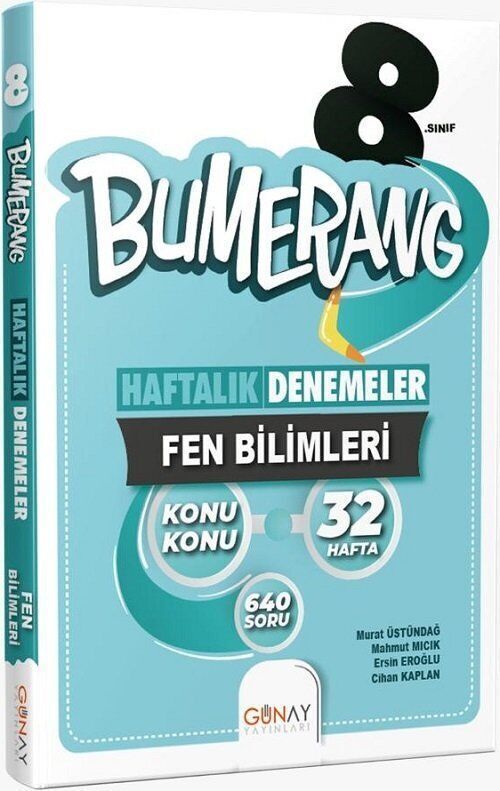 Günay Yayınları 8. Sınıf Fen Bilimleri Bumerang Konu Konu Haftalık Denemeler