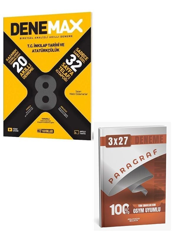Hız 2027 8. Sınıf TC İnkılap Tarihi ve Atatürkçülük Denemax 20 li+Anla Kazan Paragraf Deneme