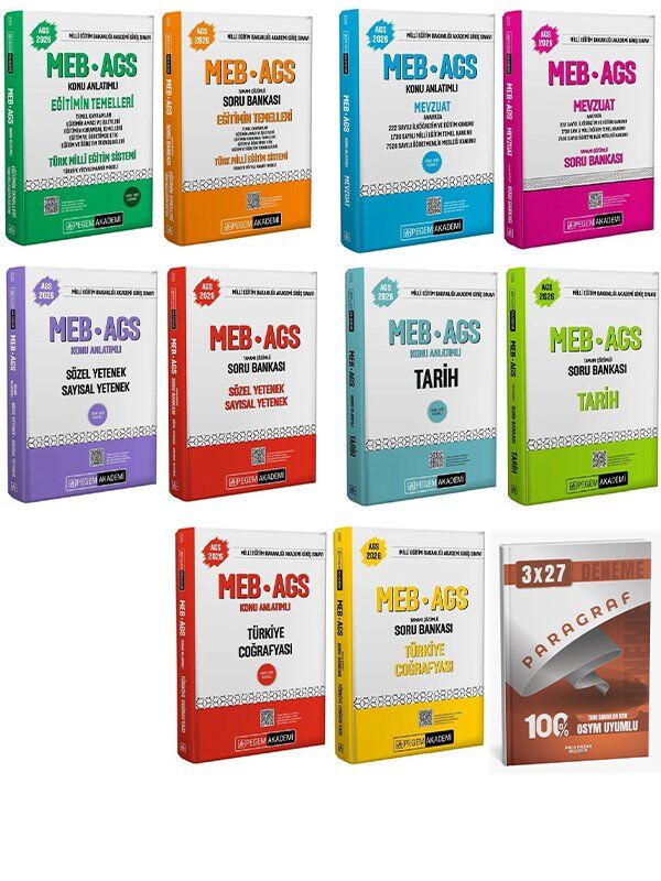 Pegem 2026 MEB-AGS Tüm Dersler Konu Anlatımlı + Soru Bankası 10 lu Set AnlaKazan Paragraf