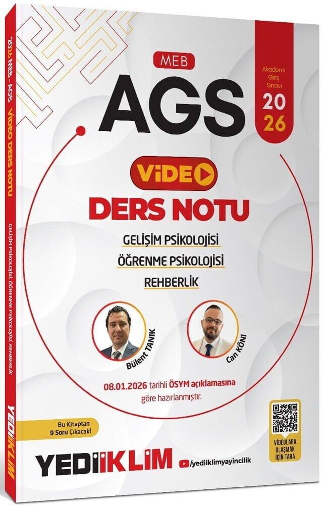 Yediiklim 2026 MEB-AGS Eğitim Bilimleri Gelişim, Öğrenme Psikolojisi ve Rehberlik Video Ders Notu - Bülent Tanık, Can Köni Yediiklim Yayınları