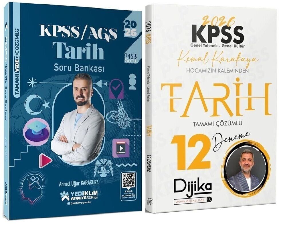 Yediiklim + Dijika 2026 KPSS MEB-AGS Tarih Atölye Soru Bankası + 12 Deneme 2 li Set - Ahmet Uğur Karakuza, Kemal Karakaya Yediiklim Dijika Yayınları