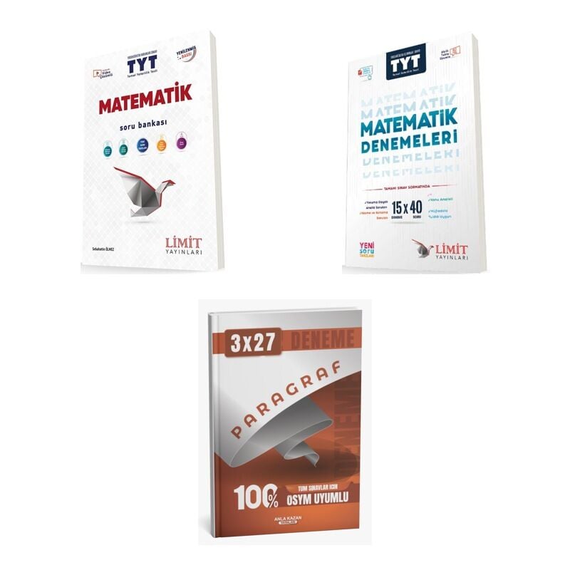 2027 Limit TYT Matematik Soru + 15x40 Deneme + anla kazan paragraf deneme 3'lü Set