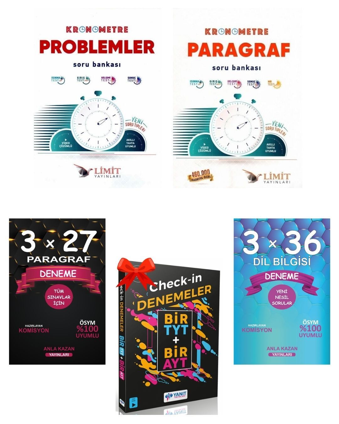 Anla Kazan Deneme + Limit Kronometre Problem + Paragraf Soru + Yanıt 1 TYT 1 AYT Deneme 5li Set
