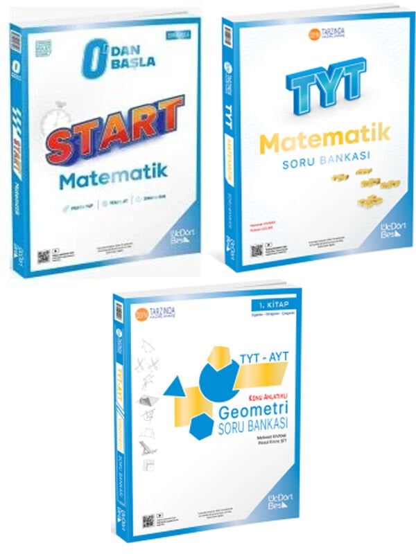 ÜçDörtBeş 2026 TYT Geometri 1. Kitap + Matematik Soru + 0 dan Başla Matematik 3 lü Set