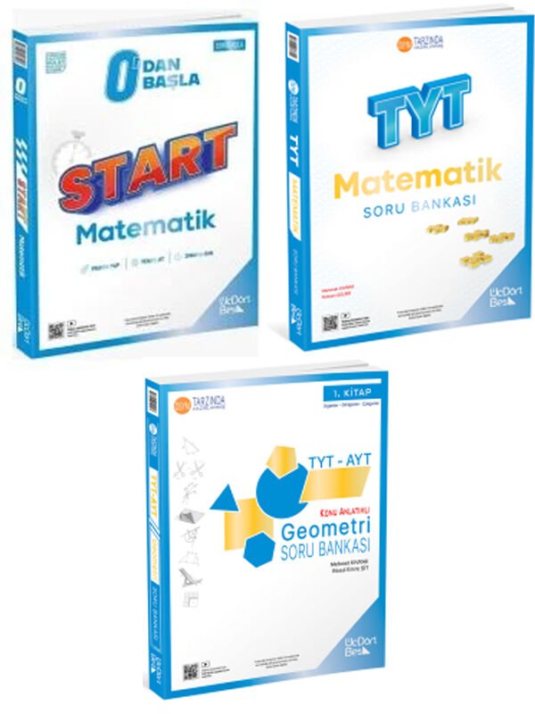 ÜçDörtBeş 2026 TYT Geometri 1. Kitap + Matematik Soru + 0 dan Başla Matematik 3 lü Set