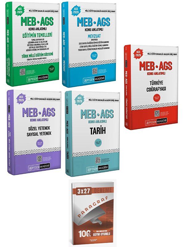 Pegem 2026 MEB-AGS Tüm Dersler Konu Anlatımlı 5 li Set AnlaKazan Paragraf