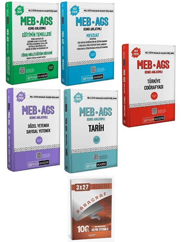 Pegem 2026 MEB-AGS Tüm Dersler Konu Anlatımlı 5 li Set AnlaKazan Paragraf