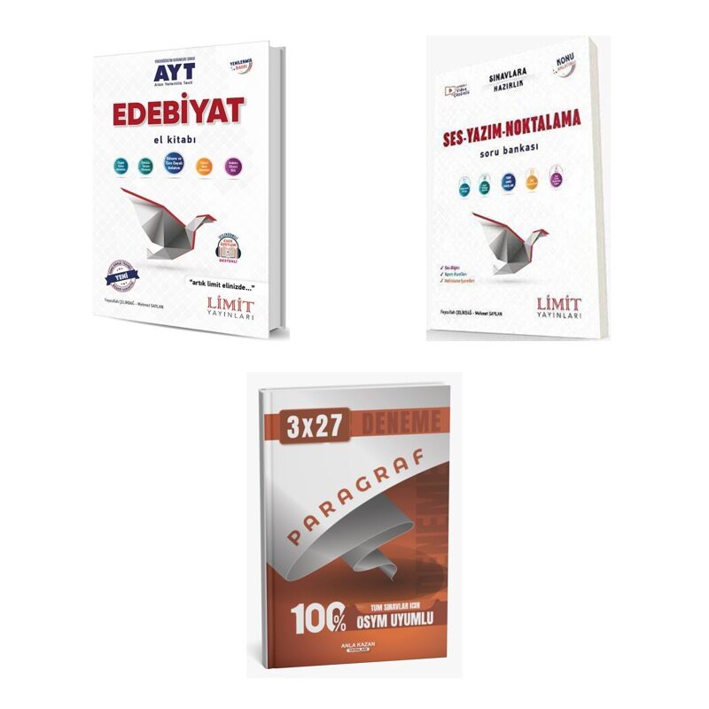 2027 TYT Limit AYT Edebiyat El Kitabı + Ses Yazım Noktalama Soru + anla kazan paragraf deneme 3'lü Set