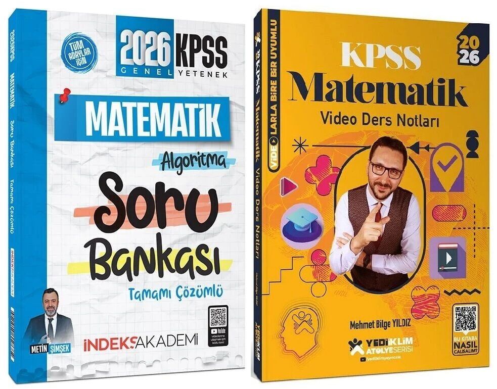 Yediiklim + İndeks 2026 KPSS Matematik Atölye Video Ders Notları + Soru Bankası 2 li Set - Mehmet Bilge Yıldız Yediiklim + İndeks Akademi Yayınları