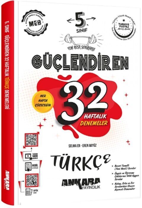 Ankara Yayıncılık 5. Sınıf Türkçe Güçlendiren 32 Haftalık Denemeleri