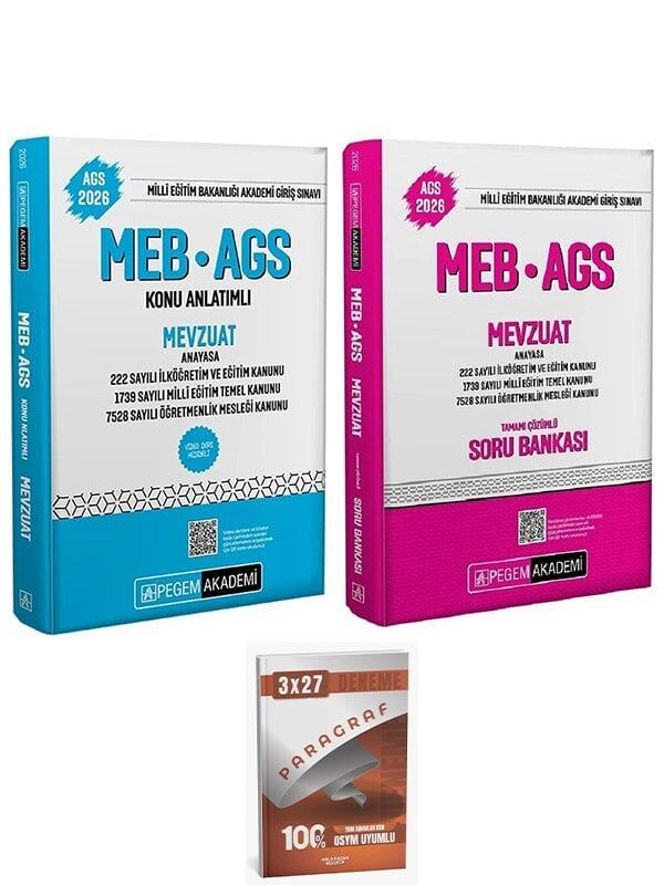 Pegem 2026 MEB-AGS Mevzuat Konu Anlatımlı + Soru Bankası 2 li Set AnlaKazan Paragraf