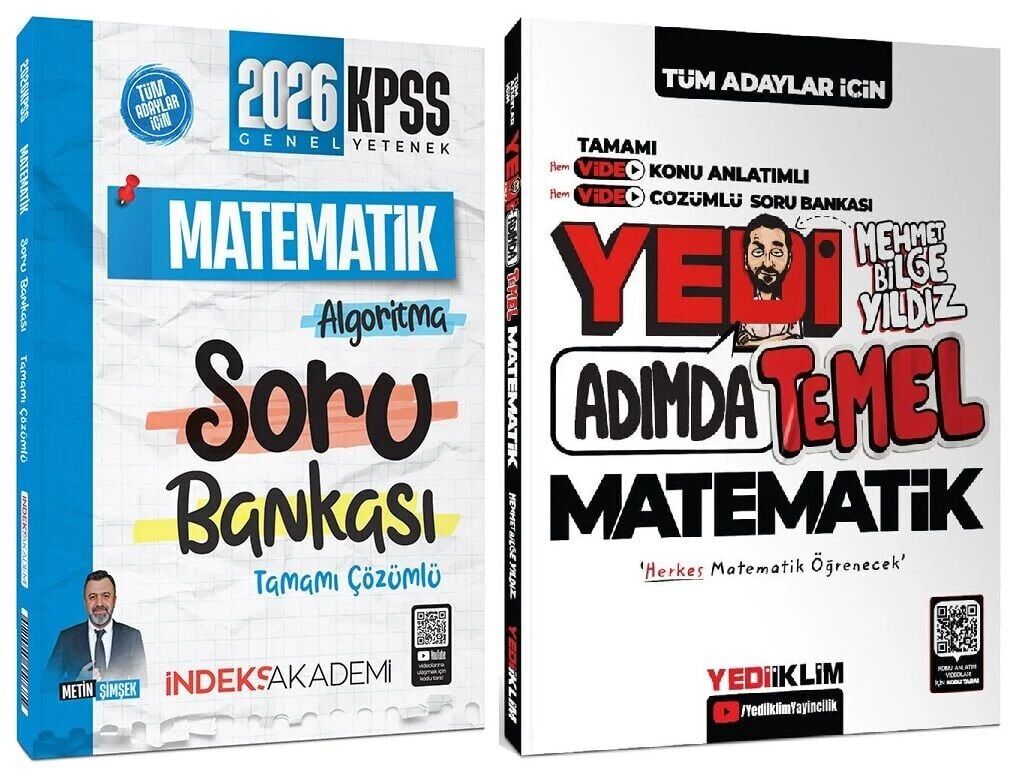 Yediiklim + İndeks 2026 KPSS 7 Yedi Adımda Temel Matematik Konu Anlatımlı Soru Bankası 2 li Set- Mehmet Bilge Yıldız Yediiklim + İndeks Akademi Yayınları