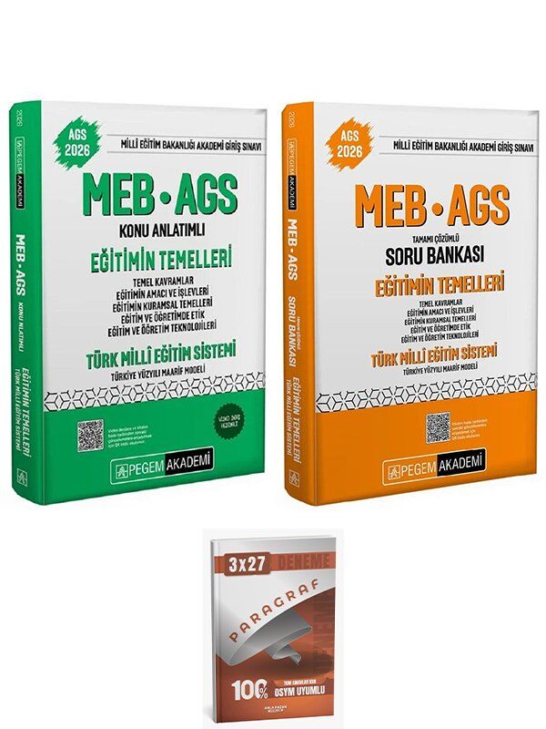 Pegem 2026 MEB-AGS Eğitimin Temelleri ve Türk Milli Eğitim Sistemi Konu Anlatımlı + Soru Bankası 2 li Set AnlaKazan Paragraf