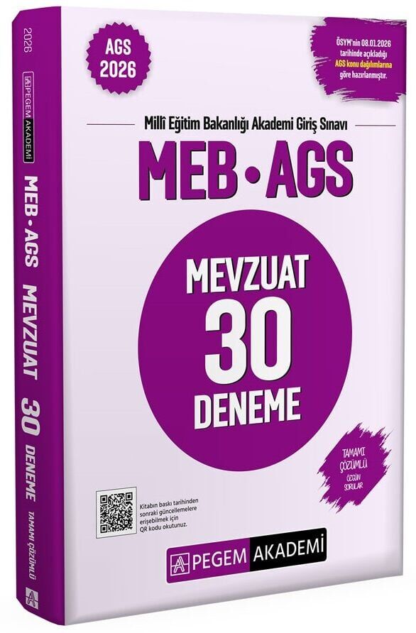 YENİ AGS - Pegem 2026 MEB-AGS Mevzuat 30 Deneme Çözümlü Pegem Akademi Yayınları