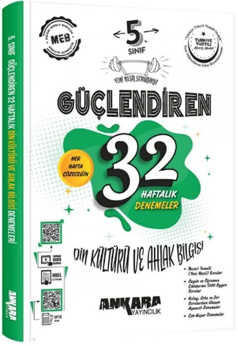 Ankara Yayıncılık 5. Sınıf Din Kültürü ve Ahlak Bilgisi Güçlendiren 32 Haftalık Denemeleri