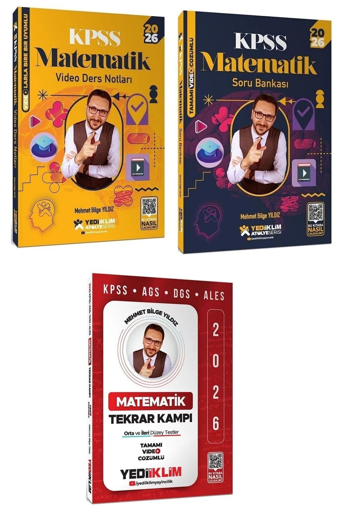 Yediiklim 2026 KPSS Matematik Atölye Video Ders Notları + Soru Bankası + Tekrar Kampı 3 lü Set - Mehmet Bilge Yıldız Yediiklim Yayınları