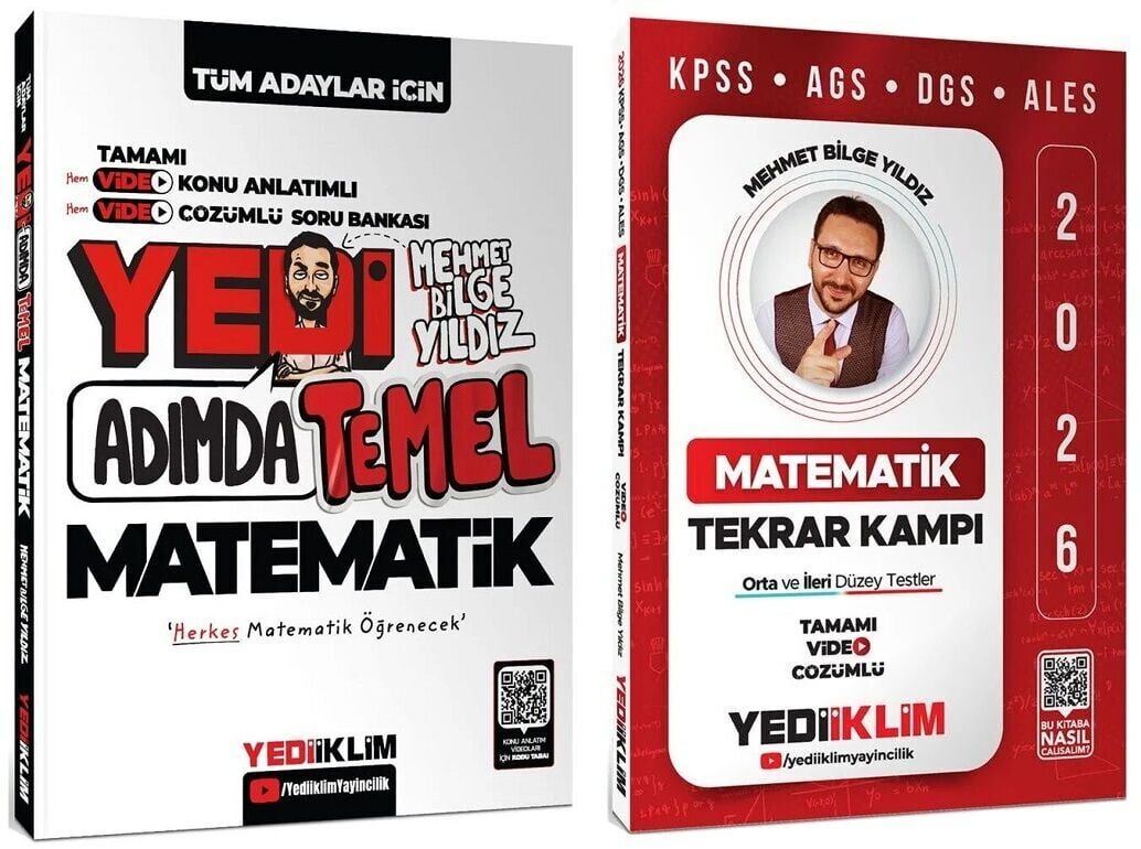 Yediiklim 2026 KPSS DGS ALES TYT 7 Yedi Adımda Temel Matematik Konu Anlatımlı Soru Bankası + Tekrar Kampı 2 li Set - Mehmet Bilge Yıldız Yediiklim Yayınları