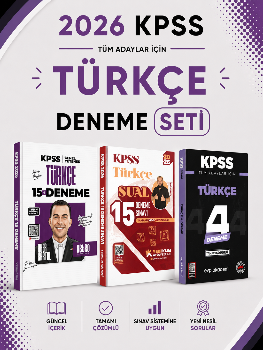 Retro 2026 KPSS Türkçe Deneme & Yediiklim KPSS Türkçe Deneme & KPSS Türkçe Deneme EVP Akademi Seti