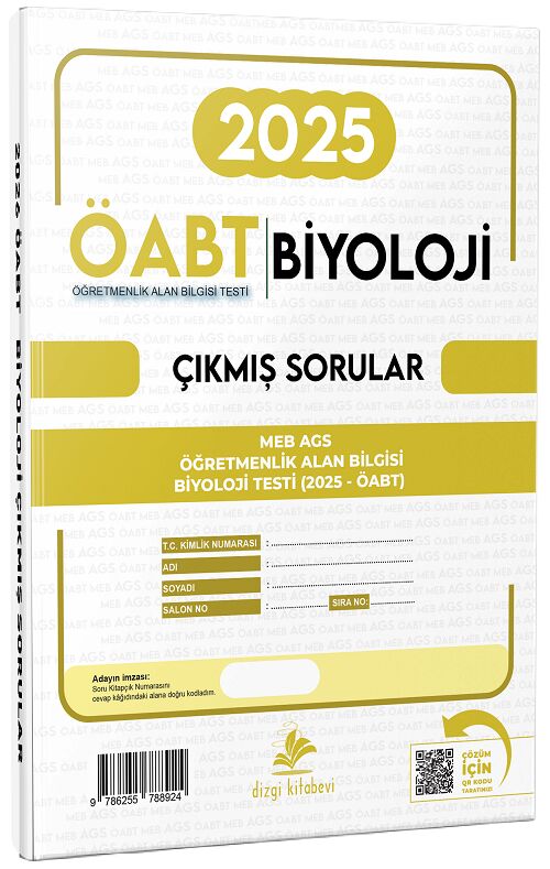 Dizgi Kitap ÖABT MEB-AGS Biyoloji Öğretmenliği 2025 Sınavı Çıkmış Sorular Çözümlü - Zeynep Sözen Göçmen Dizgi Kitap Yayınları