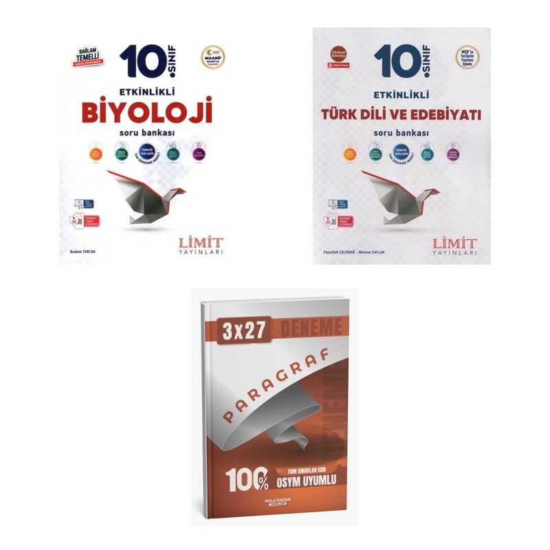 2027 Limit 10. Sınıf Etkinlikli Biyoloji Maarif + Edebiyat Türk Dili ve Edebiyatı Soru + Ankapade 3'lü Set