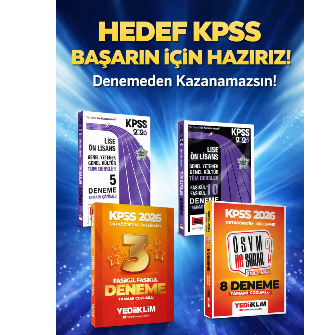 Yediiklim 2026 KPSS Ortaöğretim Lise Ön Lisans Tamamı Çözümlü Sınav Kazandıran Deneme Seti