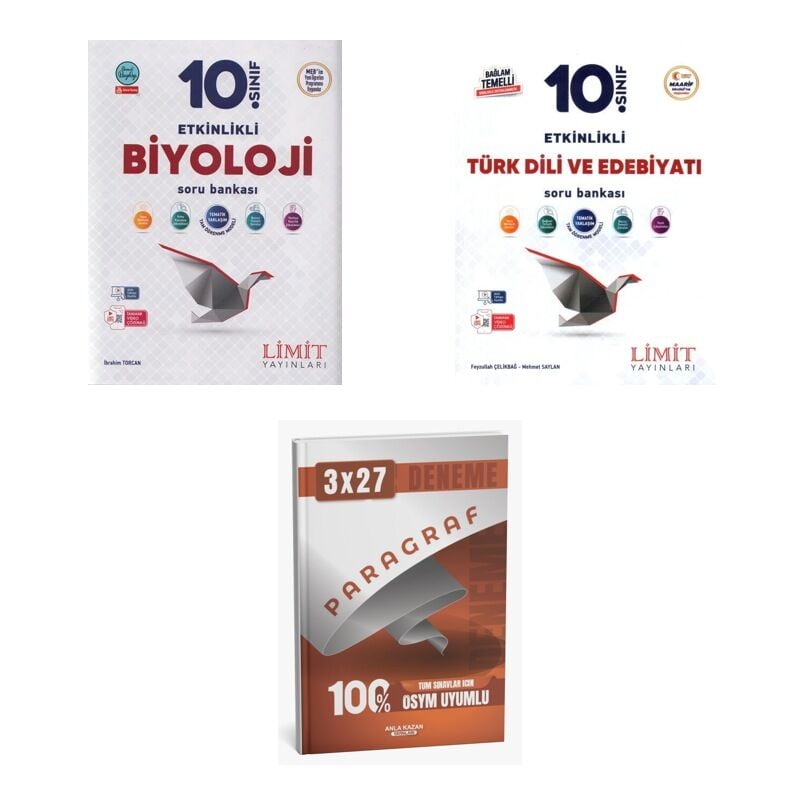 2027 Limit 10. Sınıf Etkinlikli Biyoloji + Edebiyat Türk Dili ve Edebiyatı Maarif Soru + Ankapade 3'lü Set