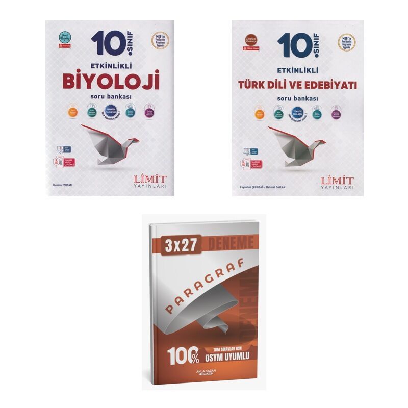 2027 Limit 10. Sınıf Etkinlikli Biyoloji + Edebiyat Türk Dili ve Edebiyatı Soru + Ankapade 3'lü Set