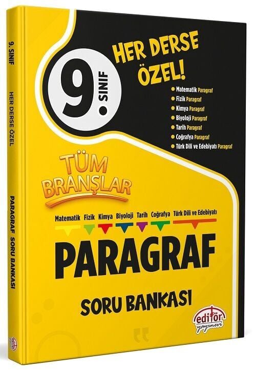 Editör 9. Sınıf Tüm Branşlar Paragraf Soru Bankası Editör Yayınları