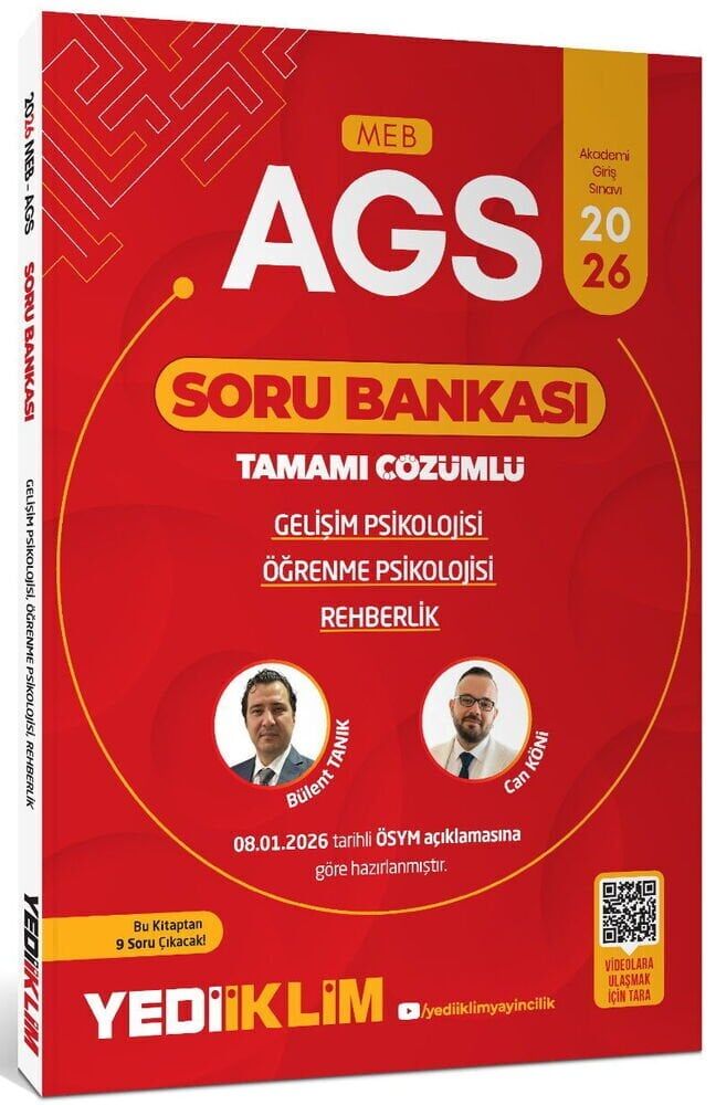 Yediiklim 2026 MEB-AGS Eğitim Bilimleri Gelişim, Öğrenme Psikolojisi ve Rehberlik Soru Bankası Çözümlü - Bülent Tanık, Can Köni Yediiklim Yayınları
