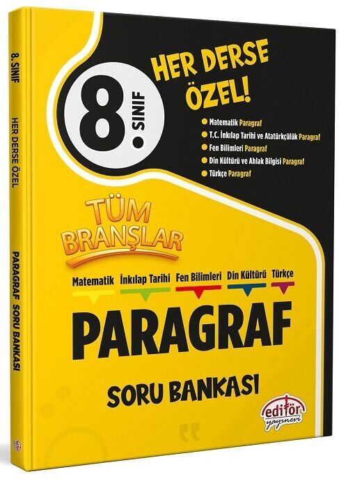 Editör 8. Sınıf Tüm Branşlar Paragraf Soru Bankası Editör Yayınları