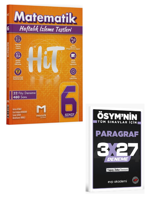 Mozaik 2027 6. Sınıf Matematik HİT 32 Deneme+ EVP Akademi Paragraf