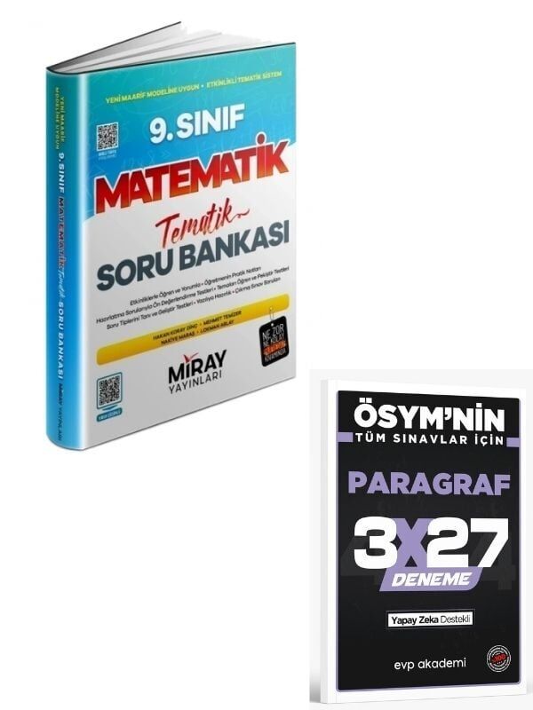 Miray 2027  9. Sınıf Matematik Tematik Soru Bankası+ EVP Akademi Paragraf