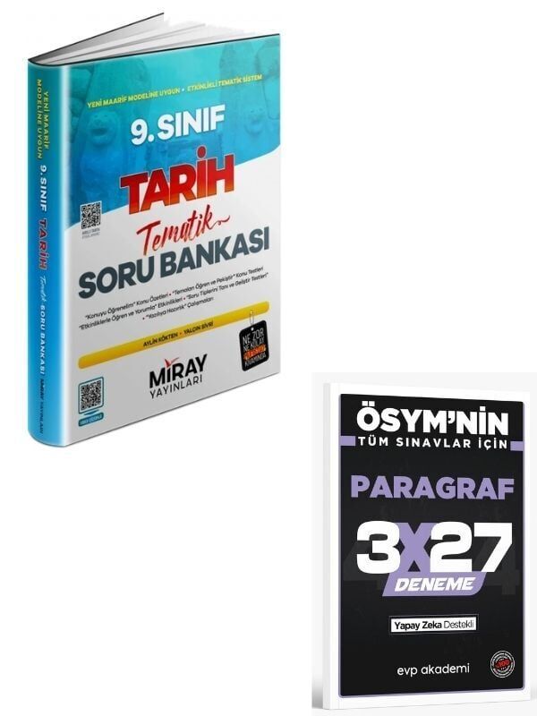 Miray 2027 9. Sınıf 2025 Tarih Tematik Konu Özetli Soru Bankası+ EVP Akademi Paragraf