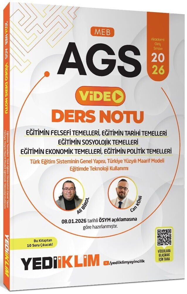 Yediiklim 2026 MEB-AGS Eğitim Bilimleri Eğitimin Felsefi Tarihi Sosyolojik Ekonomik Politik Temelleri Video Ders Notu - Bülent Tanık Yediiklim Yayınları