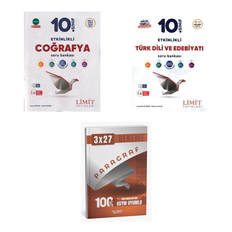 2027 Limit 10. Sınıf Etkinlikli Coğrafya + Edebiyat Türk Dili ve Edebiyatı Maarif Soru + Ankapade 3'lü Set