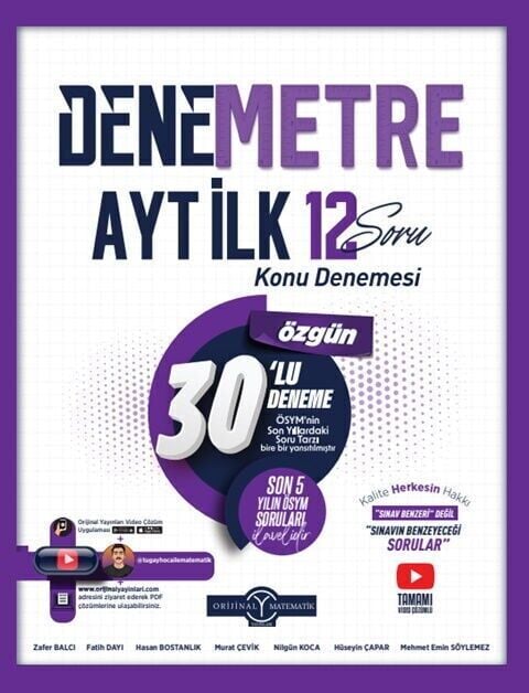 Orijinal YKS AYT İlk 12 Soru 30 lu Konu Denemesi Çözümlü Orijinal Yayınları