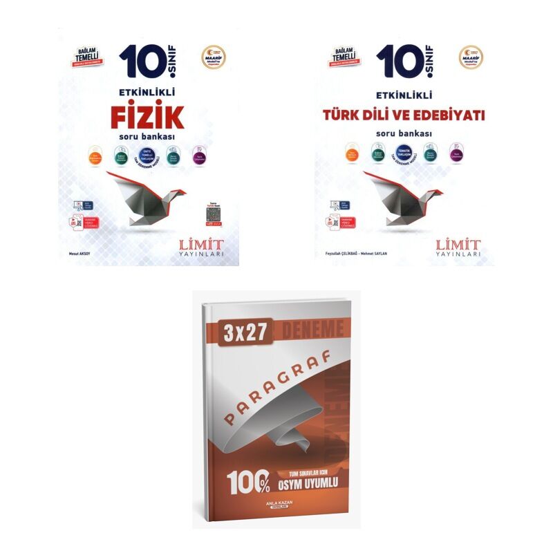 2027 Limit 10. Sınıf Etkinlikli Maarif Fizik + Edebiyat Türk Dili ve Edebiyatı Soru + Ankapade 3'lü Set