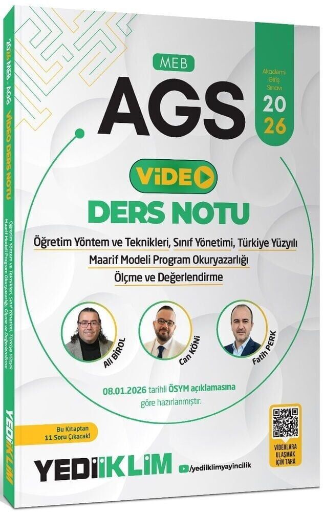 Yediiklim 2026 MEB-AGS Eğitim Bilimleri ÖYT Sınıf Maarif Modeli Program Okuryazarlığı Ölçme Video Ders Notu - Can Köni Yediiklim Yayınları