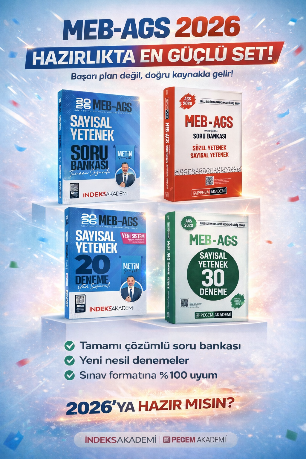İndeks MEB-AGS Sayısal Yetenek Soru Bankası + Deneme & Pegem MEB AGS Sözel Yetenek Sayısal Yetenek Soru Bankası  + Deneme Seti