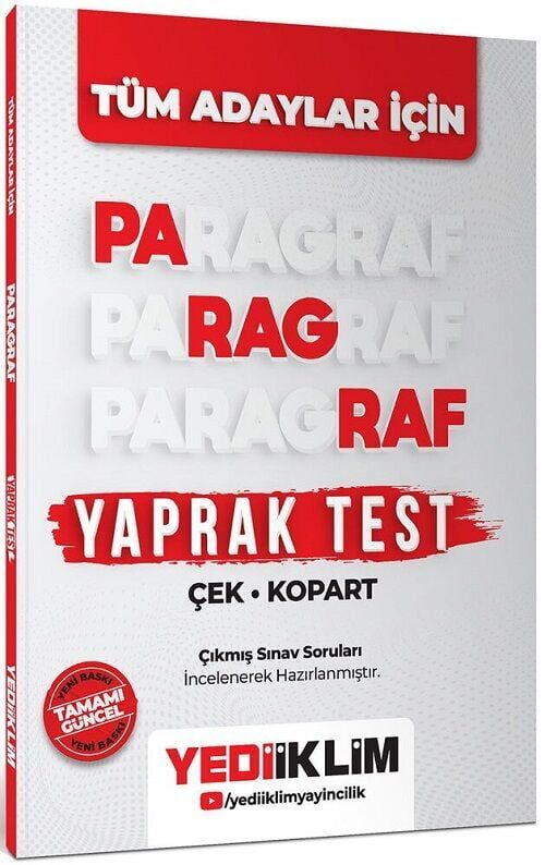 Yediiklim 2026 KPSS MEB-AGS ALES DGS YKS Paragraf Yaprak Test Yediiklim Yayınları