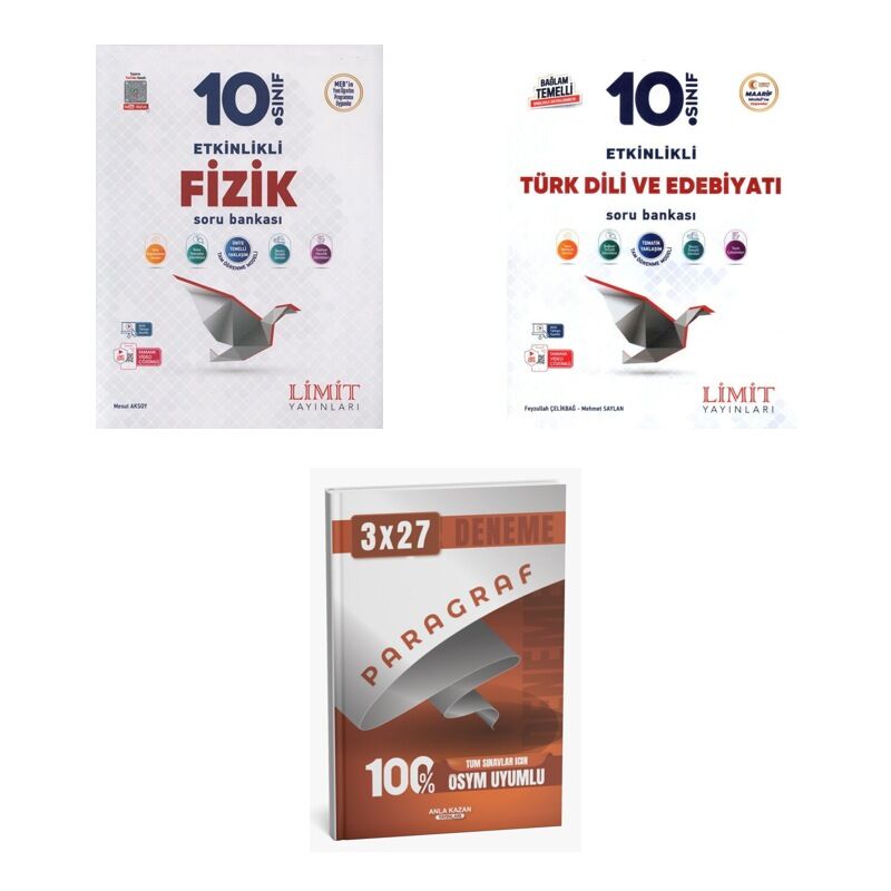 2027 Limit 10. Sınıf Etkinlikli Fizik + Edebiyat Türk Dili ve Edebiyatı Maarif Soru + Ankapade 3'lü Set