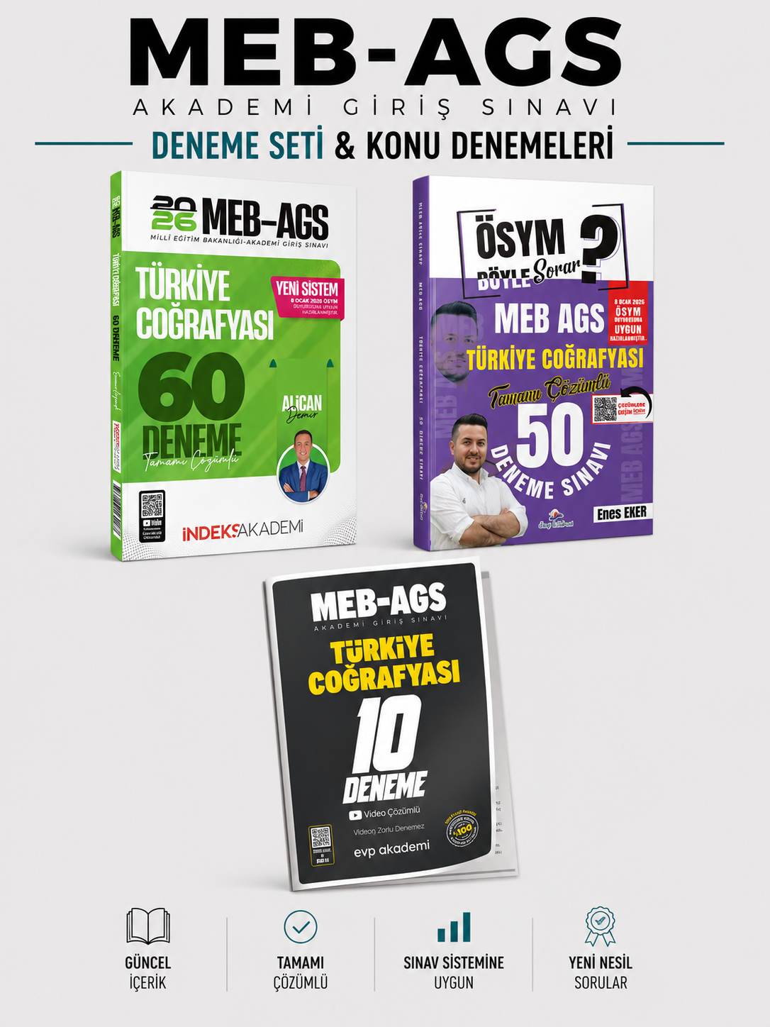 Dizgi Kitap + İndeks + EVP Akademi 2026 MEB AGS Türkiye Coğrafyası 120 Deneme Seti