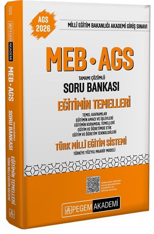 Pegem 2026 MEB-AGS Eğitimin Temelleri ve Türk Milli Eğitim Sistemi Soru Bankası Çözümlü Pegem Akademi Yayınları